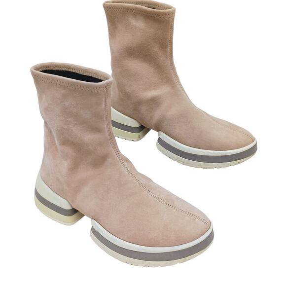 Stuart Weitzman 612 Sneaker Sock Bootie Sz 5 TAN Cozy Art Boho Lagenlook Coastal - Picture 1 of 16